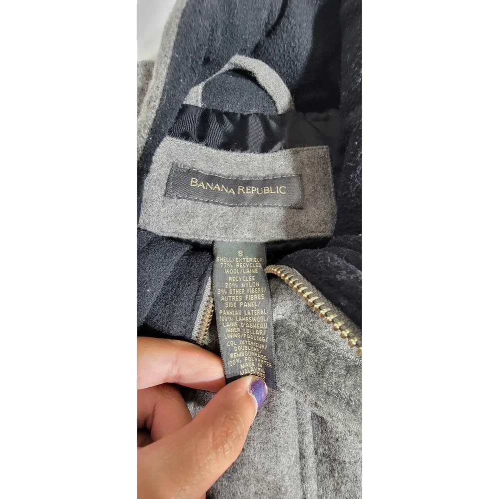 Banana Republic Mens Gray Recycled Wool Blend Full Zip Vest Gilet Small